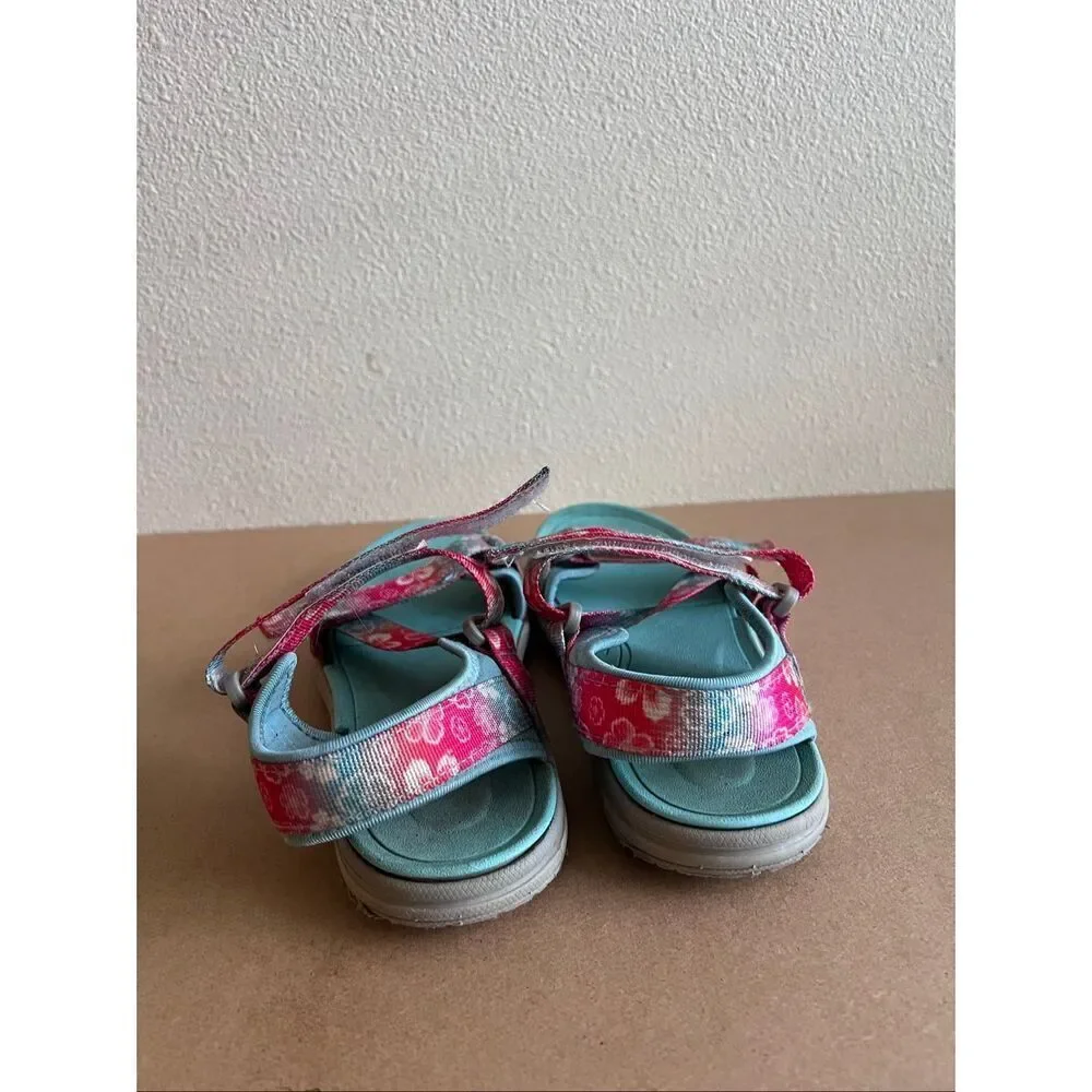 Northside Bayview Teal Strappy Hawaiian Floral Nylon Sport Sandals Girls Sz 2
